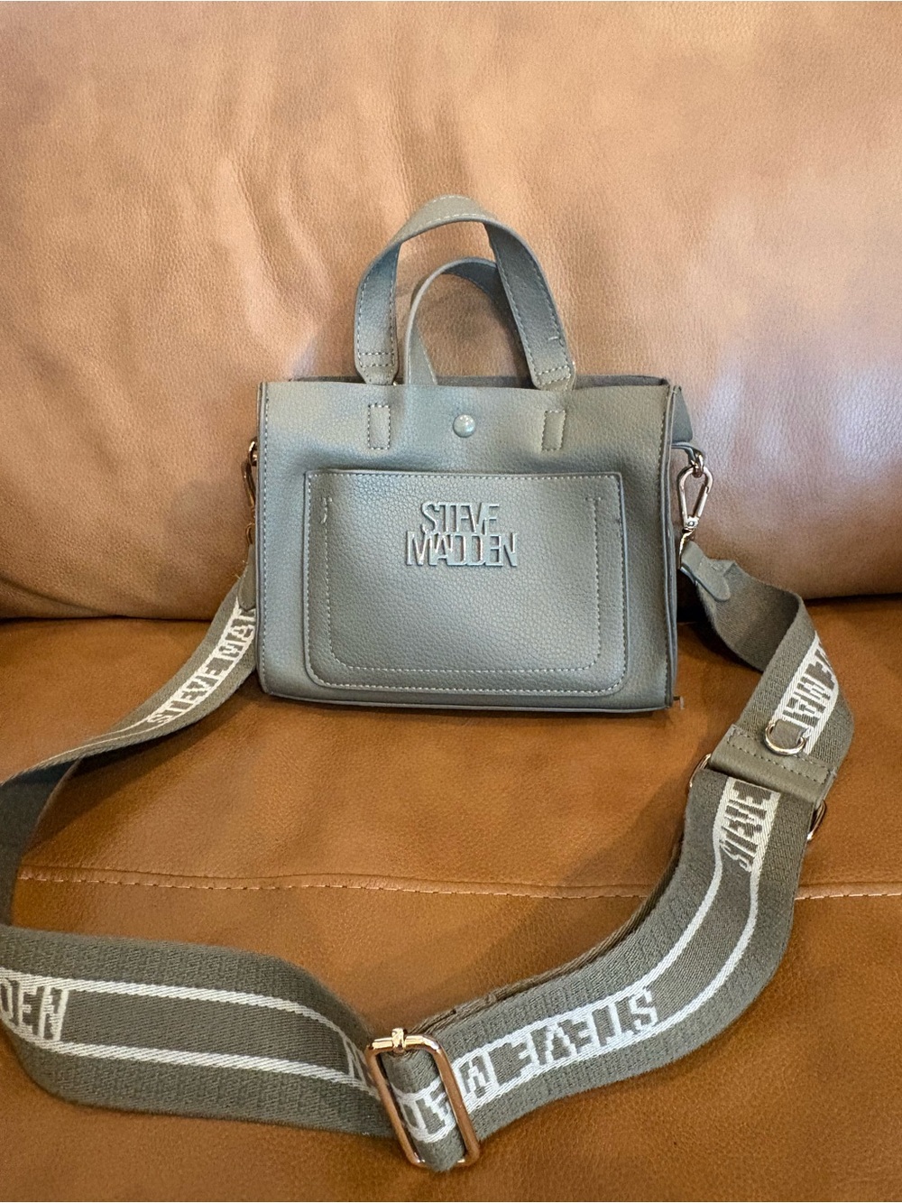 Steve Madden olive Crossbody Mini Satchel with Branded Strap